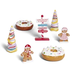 Lot de 7 accessoires pour village animé de Noël thème gourmand