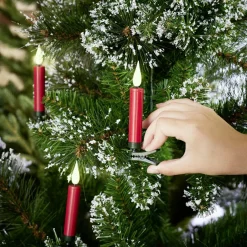 Lot de 5 bougies LED rouges flamme blanc chaud avec télécommande