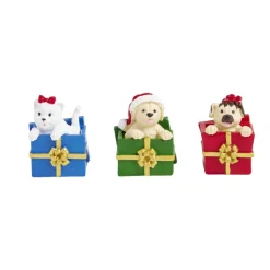 Lot de 3 figurines pour village animé de Noël thème chiots