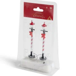 Lot de 2 lampadaires sucre d'orge LED à piles H10cm