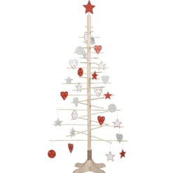 Lot sapin de Noël en bois et 30 décorations