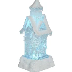 Maison lumineuse blanche pailletée H. 25 cm