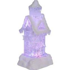 Maison lumineuse blanche pailletée H. 25 cm