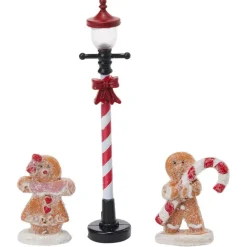 Maison lumineuse de Noël design pain d'épices avec 3 figurines