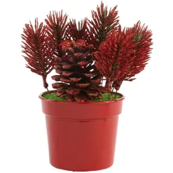 Mini sapin artificiel en pot rouge