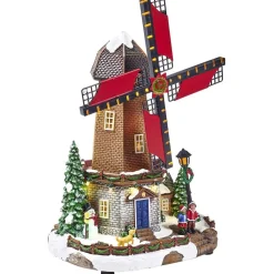 Moulin à vent lumineux animé et musical Village de Noël