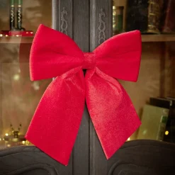 Noeud de Noël XL velours rouge à suspendre H. 40cm