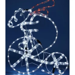 Ours sur vélo lumineux blanc et rouge h.61 cm