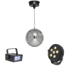 Pack Disco 3 effets de lumière boule à facette stroboscope