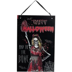 Pancarte Halloween bal de promo zombie à suspendre métal