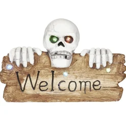 Pancarte squelette LED Halloween inscription Welcome lumineux sonore
