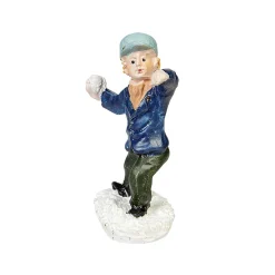 Personnage village de Noël enfant jette boule de neige