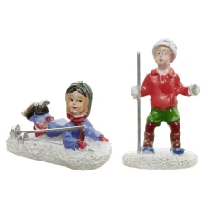 Personnage village de Noël enfant à ski