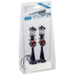 Petit lampadaire déco couronne villange de Noël x2