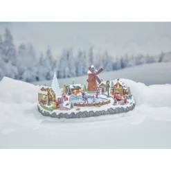 Petit village animé patinoire Noël