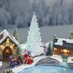 Petit village animé patinoire Noël