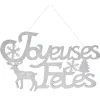 Plaque Joyeuses Fêtes Argentée L60 x H 28 cm