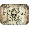 Plateau Happy Halloween tête de mort et toiles d'araignées