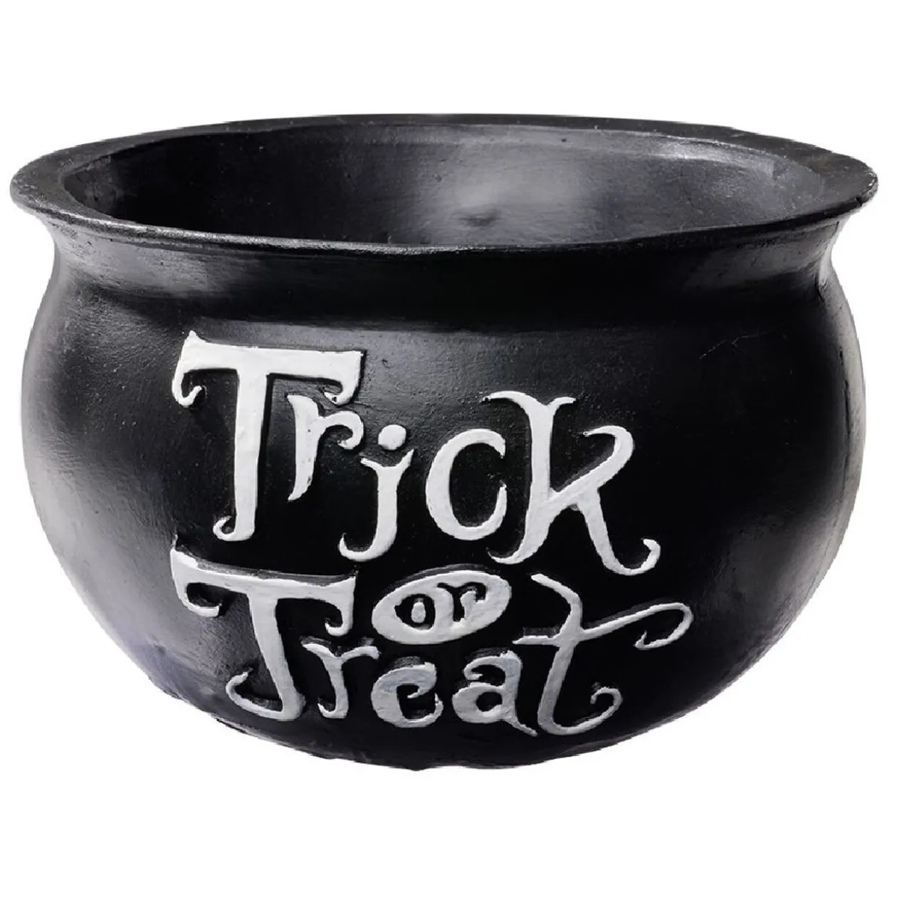 Porte bougie Halloween forme chaudron en dolomite Ø15xH10,5cm