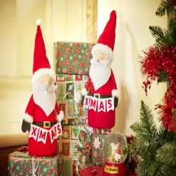 Père noël à poser en feutrine Ø14xH40cm