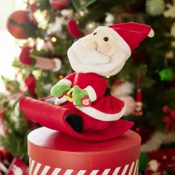 Père-Noël sur luge sonore et animé 15x20xH25cm