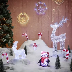 Renne de Noël lumineux 80 LED blanc froid H100cm