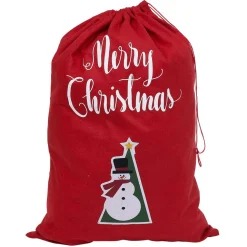 Sac cadeau hotte en feutrine rouge motif Noël