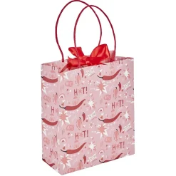 Sac cadeau Saint Valentin motif piment inscription Hot rose et rouge