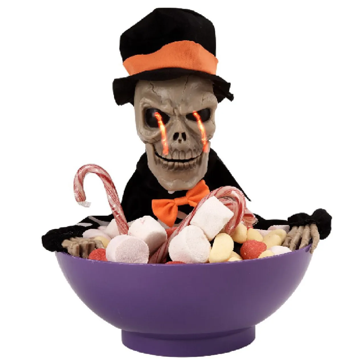 Saladier à bonbon Halloween squelette animé noir et violet