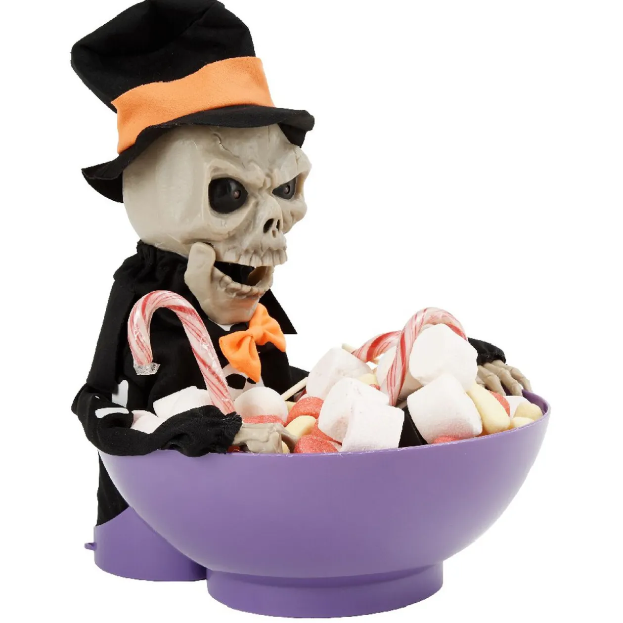 Saladier à bonbon Halloween squelette animé noir et violet