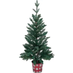 Sapin artificiel pot métal motif flocon rouge et blanc 258 branches Ø55xH100cm