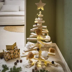 Sapin de Noël en bois amovible gris 48xH71cm