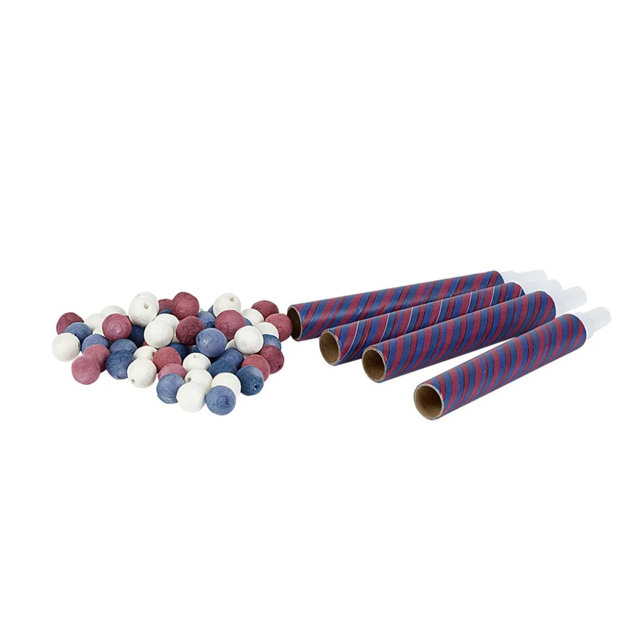 Sarbacane rayée bleu et rose x4 et ses 60 boules assorties