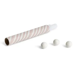 Sarbacane rayée rose et blanche x 4 et ses 60 boules blanches