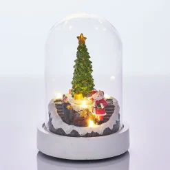 Scène lumineuse sapin animé sous cloche 4 LED