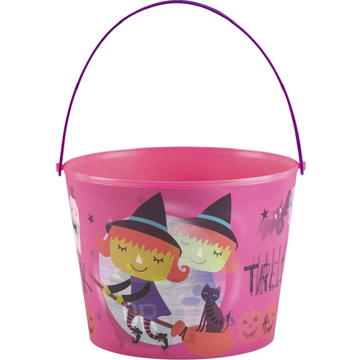 Seau à bonbons Halloween avec effet d'optique rose