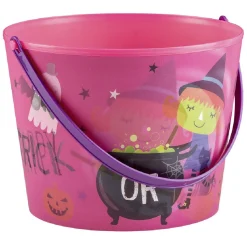 Seau à bonbons Halloween avec effet d'optique rose