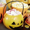Seau à bonbons Halloween citrouille orange et noir