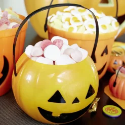 Seau à bonbons Halloween citrouille orange et noir