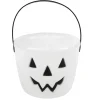 Seau à bonbons Halloween design citrouille phosphorescent blanc