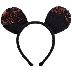 Serre-tête Disney Mickey oreilles motif toile d'araignée noir et orange