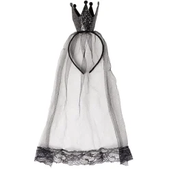 Serre-tête Halloween couronne et voile noir