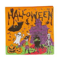 Serviette orange motif Halloween x20