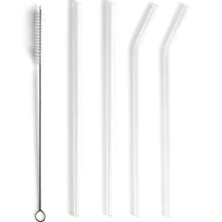 Set 4 pailles en verre avec écouvillon