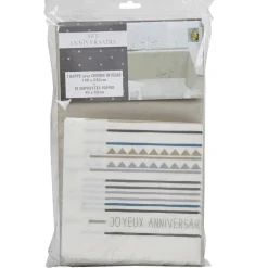 Set décoration de table anniversaire blanc et gris