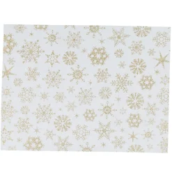 Set de table blanc design flocons dorés x8