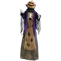 Sorcière tête citrouille Halloween animé L110xl20xH160cm