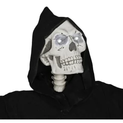 Squelette avec robe et capuche noire lumineux et sonore