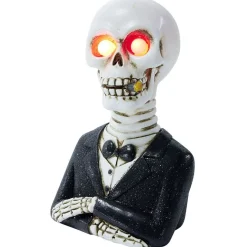 Squelette gentleman Halloween LED polyrésine noir et blanc
