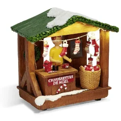 Stand de Noël lumineux chaussettes 5 LED blanc chaud en résine